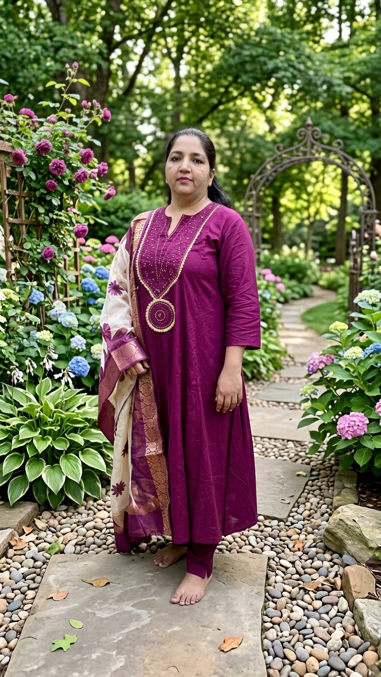 Premium Cotton 3-Piece Kurti Set with Handwork Embroidery